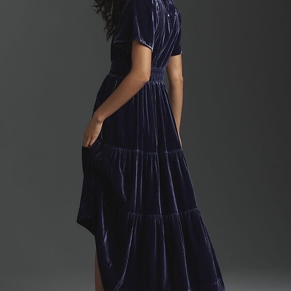 GORGEOUS Anthropologie The Somerset Maxi Dress: Velvet Edition Navy Blue M - Picture 2 of 14